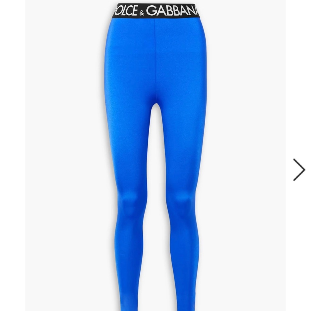 Dolce & Gabbana Electric Blue Logo Waist Leggings